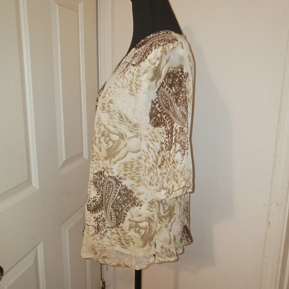 Beige and Brown Women's Top - Picture 4 of 5